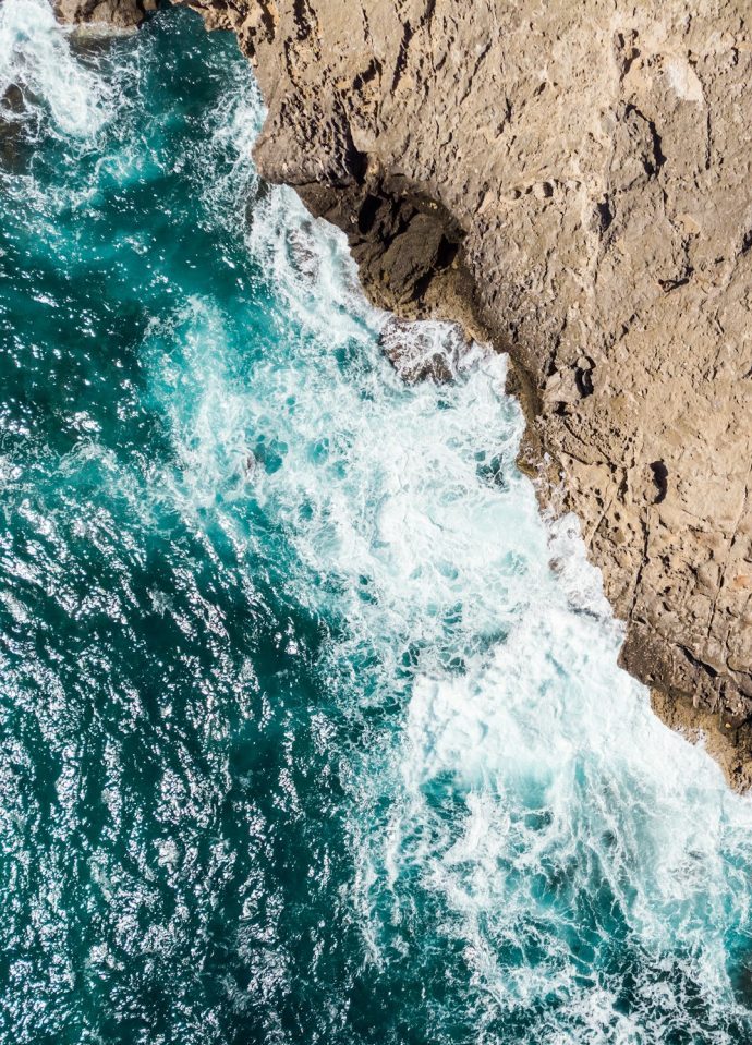 Beautiful view of the sea from a cliff in Cala Figuera on Mallorca