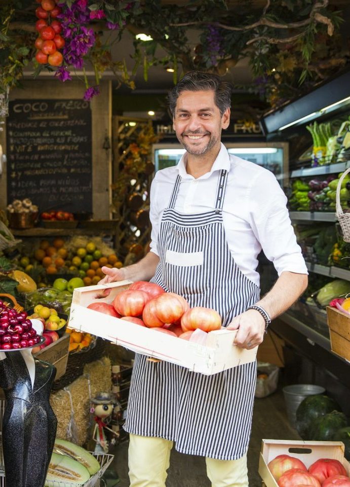 Fruit vendor in a store, Son Servera Mallorca