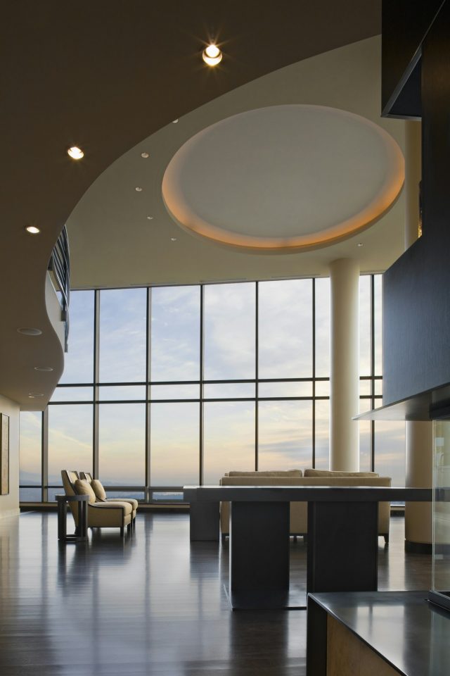 Luxury penthouse in Mallorca View of the living room and the large window front