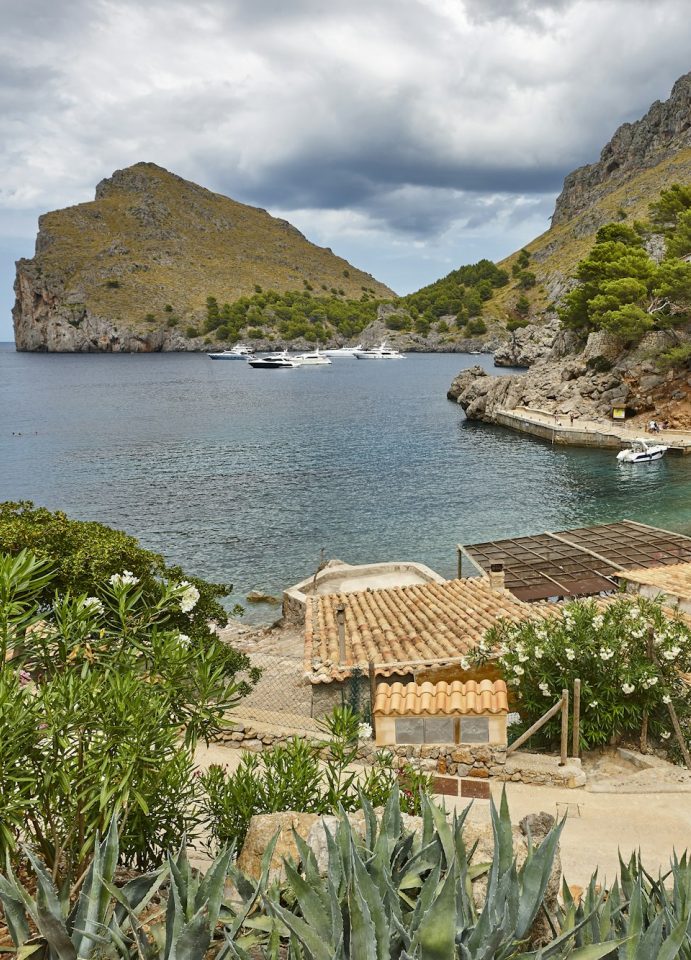 Mediterranean coast on Mallorca with bay and beach of Cala Barques