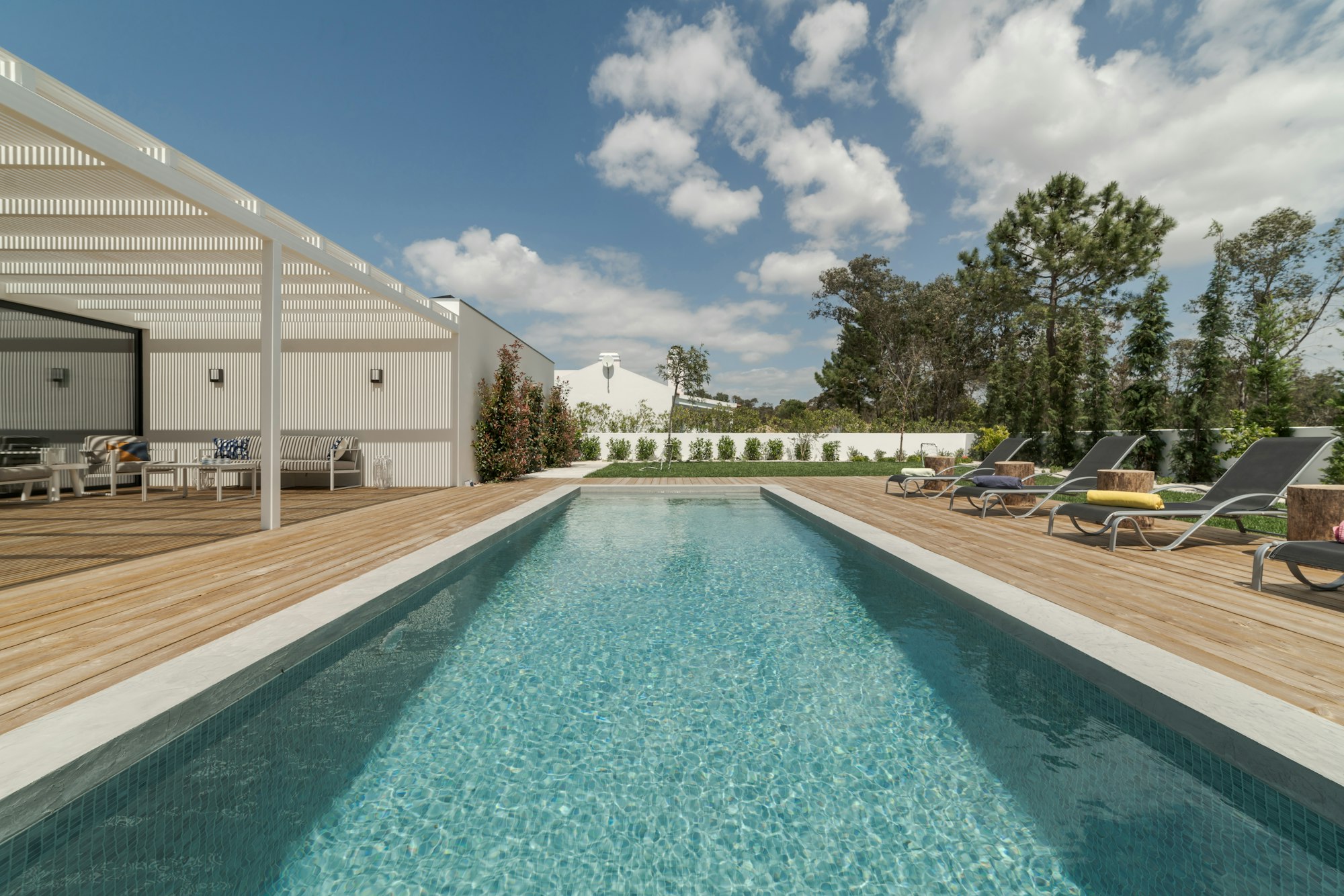 Modern property in Porto Cristo with garden pool and wooden terrace on Mallorca