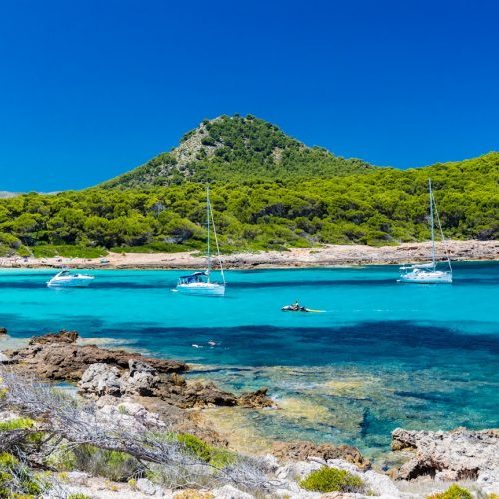 Sandy beach in the northeast of Mallorca