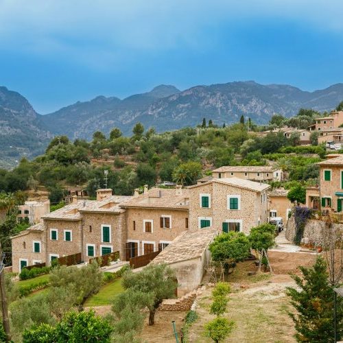 Stone houses in the village of Fornalutx on Mallorca