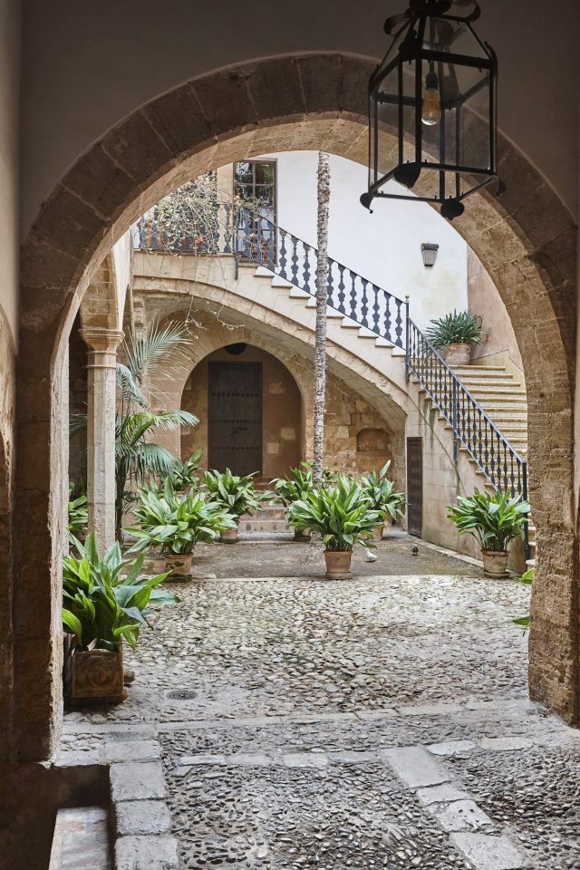 Traditional Mallorcan courtyard of a townhouse in Palma de Mallorca