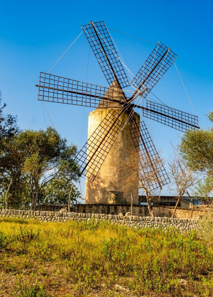 Traditional windmill in Campos on Mallorca