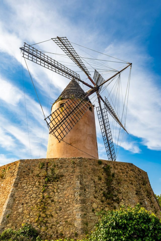 Traditional windmill in the northeast of Mallorca