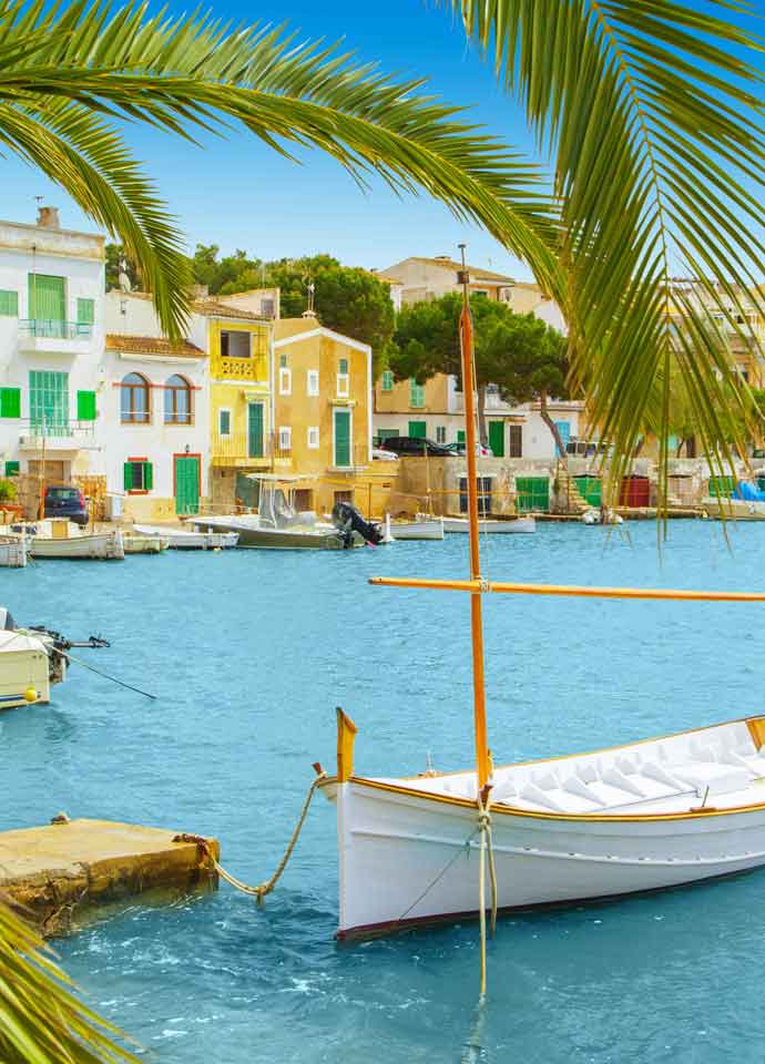 Small boat in a harbor on Mallorca